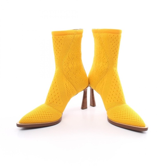 Fendi Jacquard FF monogrammed Mesh Knit Yellow boots - Picture 15 of 16